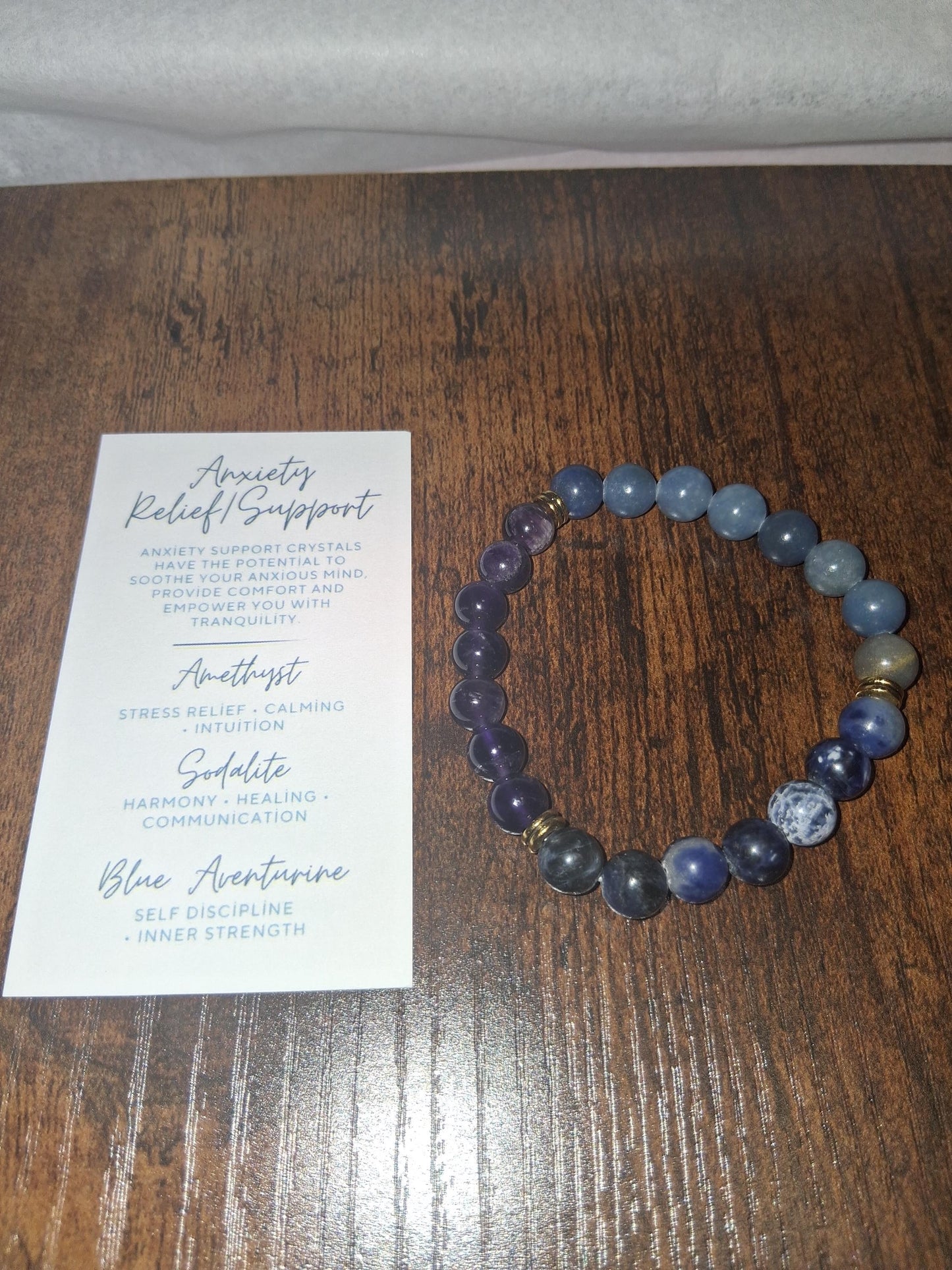 Anxiety Relief Gemstone bracelet, Blue Aventurine-Amethyst-Sodalite bracelet, crystal jewlery